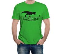 Reality Glitch Men's Exercise Some Motivation Required Funny Mens Novelty Dinosaur and T-Rex Running Slogan T-Shirt Irish Green