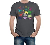 Reality Glitch Men's Just Dinosaurs T-Shirt. (2XL, Charcoal)