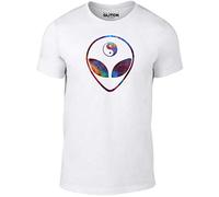 Reality Glitch Men's Psychadelic Alien Face T-Shirt (Small, White)