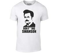 Reality Glitch Men's Ron F***ing Swanson T-Shirt (XX-Large, White)
