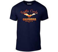 Reality Glitch Men's Santa Carla T-Shirt (Medium, Navy Blue)