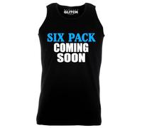 Reality Glitch Men's Six Pack - Coming Soon Vest Funny Gym Joke Weightloss Resolution Workout Fat Black