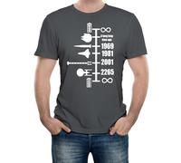 Reality Glitch Men's Spaceship Timeline Movie, Space, Sci Fi and Science Inspired Funny Graphic T-Shirt (Medium, Dark Grey)
