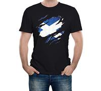 Reality Glitch Men's Torn Scotland Flag Scottish Gift T-Shirt (Medium, Black)