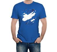 Reality Glitch Men's Torn Scotland Flag Scottish Gift T-Shirt (Small, Royal Blue)
