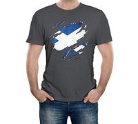 Reality Glitch Men's Torn Scotland Flag Scottish Gift T-Shirt (XX-Large, Dark Grey)