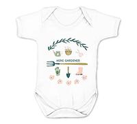 Reality Glitch Mini Gardener Funny Gardening Baby Grow - A Cute Novelty Short Sleeve Baby Gift for a Newborn Baby Boy or Girl (White, 6-12 Months)