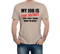 Reality Glitch My Job is Top Secret T-Shirt (Large, Sand)