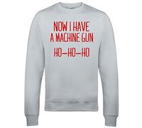 Reality Glitch Now I Have a Machine Gun Ho-Ho-Ho Sweatshirt (XXX Large, Light Grey)