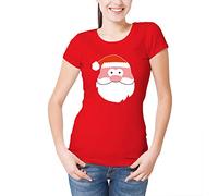 Reality Glitch Santa Face Womens T-Shirt (Red, M)