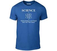 Reality Glitch Science Making Religion Look Stupid T-Shirt (Medium, Royal Blue)