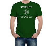 Reality Glitch Science Making Religion Look Stupid T-Shirt (XXX-Large, Dark Green)