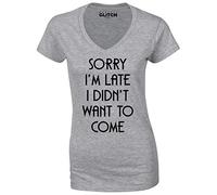 Reality Glitch Sorry I'm Late, I Didn't Want to Come Womens T-Shirt - V-Neck Light Grey