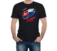 Reality Glitch Torn Slovakia Flag Mens T-Shirt (Black, M)