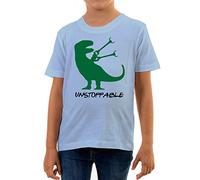 Reality Glitch Unstoppable T-Rex Dinosaur Kids T-Shirt Light Blue