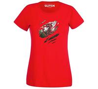 Reality Glitch Women's Torn Wales T-Shirt (Medium, Red)