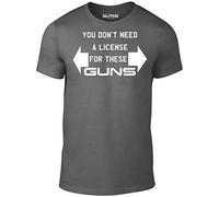 Reality Glitch You Don't Need a License for These Guns t Shirt (X-Large - Dark Grey)