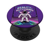 REALITY GLITCHING Existential Retro Space Person PopSockets Adhesive PopGrip