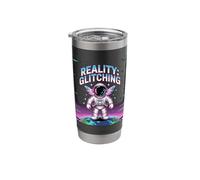 Reality GLITCHING Existential Retro Space Person Stainless Steel Insulated Tumbler
