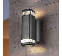 Reality Leuchten Barcelos outdoor wall light, black, height 21 cm, up/down