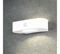 Reality Leuchten Bilbao solar wall light, white, height 6 cm, sensor, up/down