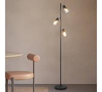 Reality Leuchten Cadiz floor lamp, black/amber, 3-bulb, height 154 cm