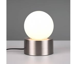 Reality Leuchten Countess table lamp, opal glass nickel metal base