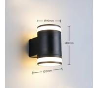 Reality Leuchten Cusco LED outdoor wall lamp, black, height 14 cm, IP44 GX53 LED