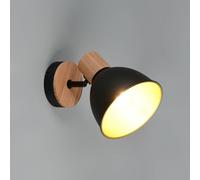 Reality Leuchten Delume ceiling light, black, Ø 15 cm, 1-bulb, metal/wood