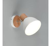 Reality Leuchten Delume ceiling light, white, Ø 15 cm, 1-bulb, metal/wood