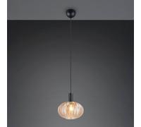 Reality Leuchten Elvezia pendant light, amber, Ø 26 cm, glass, E27