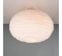 Reality Leuchten Furry ceiling light, Ø 50 cm, sand-coloured, synthetic plush