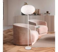 Reality Leuchten Furry floor lamp, height 154 cm, sand-coloured, synthetic plush