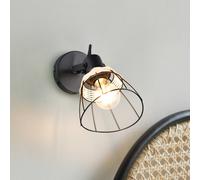 Reality Leuchten Jerome wall lamp, Ø 14 cm, 1-bulb, matt black, switch