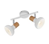 Reality Leuchten Latika Wall Light R81522031, matt White Metal, Synthetic Wood, excl. 2X E14