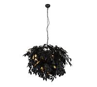 Reality Leuchten Leavy hanging light, black/gold, Ø 70 cm, plastic