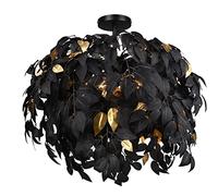 Reality Leuchten Leavy R60463032 Ceiling Light Black Metal Plastic Shade Black/Gold-Coloured 3X E14