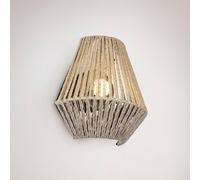 Reality Leuchten LED battery-powered wall light Lira, brown, paper yarn, touch, H 19 cm