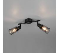 Reality Leuchten Mars spotlight, length 48 cm, matt black, 2-bulb, metal E14