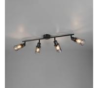 Reality Leuchten Mars spotlight, length 82 cm, matt black, 4-bulb, metal E14