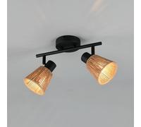 Reality Leuchten Natrel ceiling lamp, black/brown, length 41 cm, 2-bulb, metal