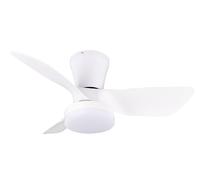 Reality Leuchten Randers R64412131 Ceiling Fan, Matte White, Metal, 20W, 2700K - 6500K, Remote Control Included, Dimmable, Night Light