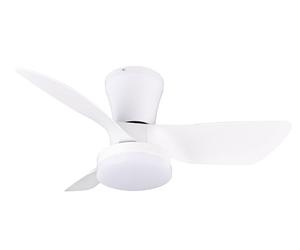 Reality Leuchten Randers R64412131 Ceiling Fan, Matte White, Metal, 20W, 2700K - 6500K, Remote Control Included, Dimmable, Night Light