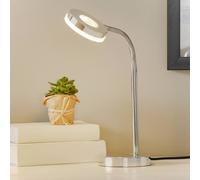 Reality Leuchten Rennes LED table lamp, chrome-coloured, height 40 cm