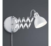 Reality Leuchten Scissor wall light, white, metal, plug, accordion