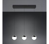 Reality Leuchten Senta LED pendant light, chrome, length 62 cm, 4,000 K, 3-bulb.