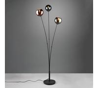 Reality Leuchten Sheldon floor lamp, 3 glass globe lampshades