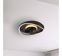 Ceiling Fan Black Sortland LED Matt Frosted White 500mm Trio R67393132