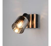 Reality Leuchten Travia spotlight, 1-bulb, black/smoke grey, switch