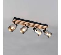 Reality Leuchten Travia spotlight, length 65 cm, 4-bulb, black/smoke grey